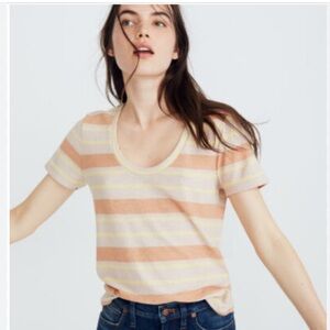 Madewell Alto Scoop Tee Montoya Stripe Short Sleeve Size Small